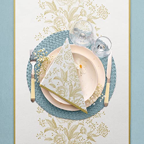 PAW - 50 Pieces Floral Linen-Feel Paper Napkins 16" x 16", Disposable Cloth-Like Napkins with Rose Design, Dinner Napkins for Party, Wedding, Barbecue, Picnic by PAW Decor Collection - Image 2