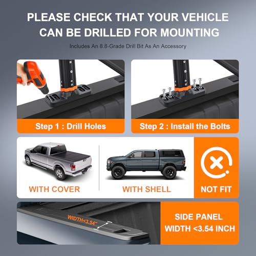 Image of Aluminum Truck Ladder Rack, Adjustable 70 inch-79 inch L x 10.8 inch-12.4 inch H