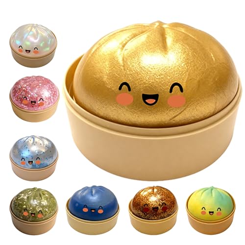 Glitter Dumpling Large Dumplings Squishy Mega Rainbow Dumpling Stress Relief Fidget Toy(Gold)