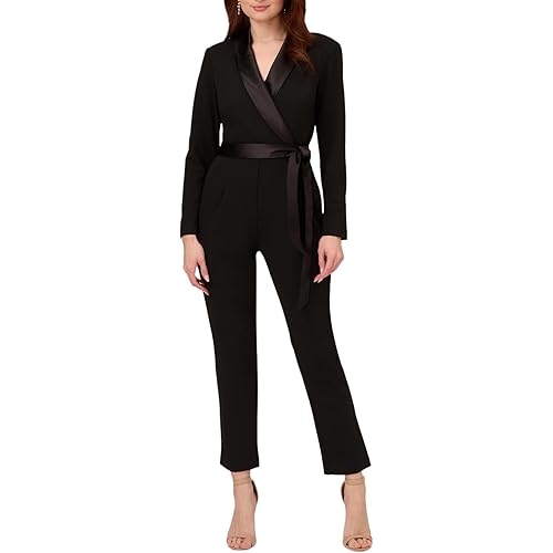 Adrianna Papell womens Crepe Tuxedo Jumpsuit