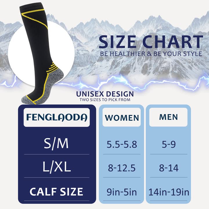 Image of fenglaoda 8 Pairs Compression Socks for Men & Women 20-30 mmHg Knee High Nurse Pregnant Running Medical and Travel Athletic