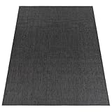 Paco Home Outdoor Teppich Flachgewebe Sisaloptik Modern Einfarbig meliert wetterfest & pflegeleicht Küchenteppich Ideal für Terrasse Balkon Garten, Grösse:160x220 cm, Farbe:Anthrazit