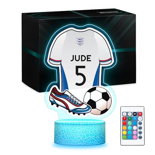 Maverton Lampe de chevet personnalisée foot 3D LED RGB 16 Couleurs - Maillot de l'Équipe...
