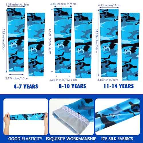 Image of Mepase 14 Pairs Arm Sleeves for Kids UV Sun Protection Cooling Arm Compression Cover Boy Girl Toddler Sport Football