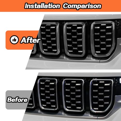 Image of Carbon Fiber Grill Inserts for 2021+ Jeep Grand Cherokee Grill Cover Trim Accessories (7PCS)