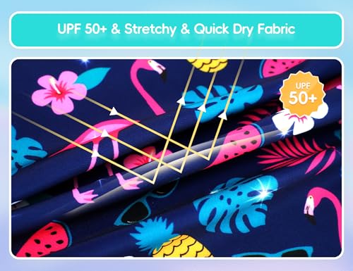 Image of Girls Swimsuit Long Sleeve Rush Guard Bathing Suit Swimwear with Bikini Bottom Sun Protection