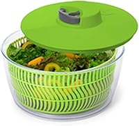 Progressive Prep Solutions 4 Quart Easy Pull Salad Spinner with Brake & Colander - Green, Effortless Dry & Store