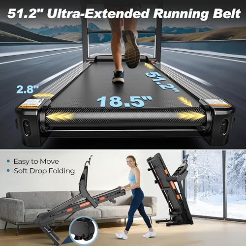 Image of Treadmill for Home with Automatic Incline, Bluetooth Connectivity, 20-Level Incline, 12 MPH Speed, 400 LBS Capacity & Extra-Large Step Counter