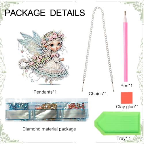 Image of AiYuanzsh Butterfly Elf 5D Diamond Painting Hanging Ornament Kit, Special Shaped Crystal Rhinestone Suncatcher Craft, DIY Diamond Art Pendant Decoration for Home Office, Gift for Adults