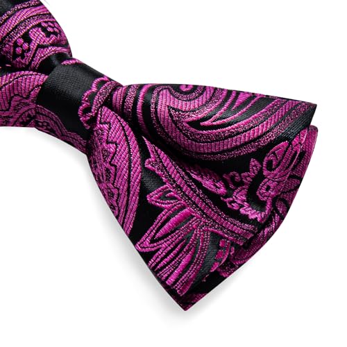 Image of DiBanGu Pre-Tied Bow Ties for Men Silk Adjustable Tuxedo Bowties Pocket Square Cufflinks Set with Lapel Pin Jacquard Woven