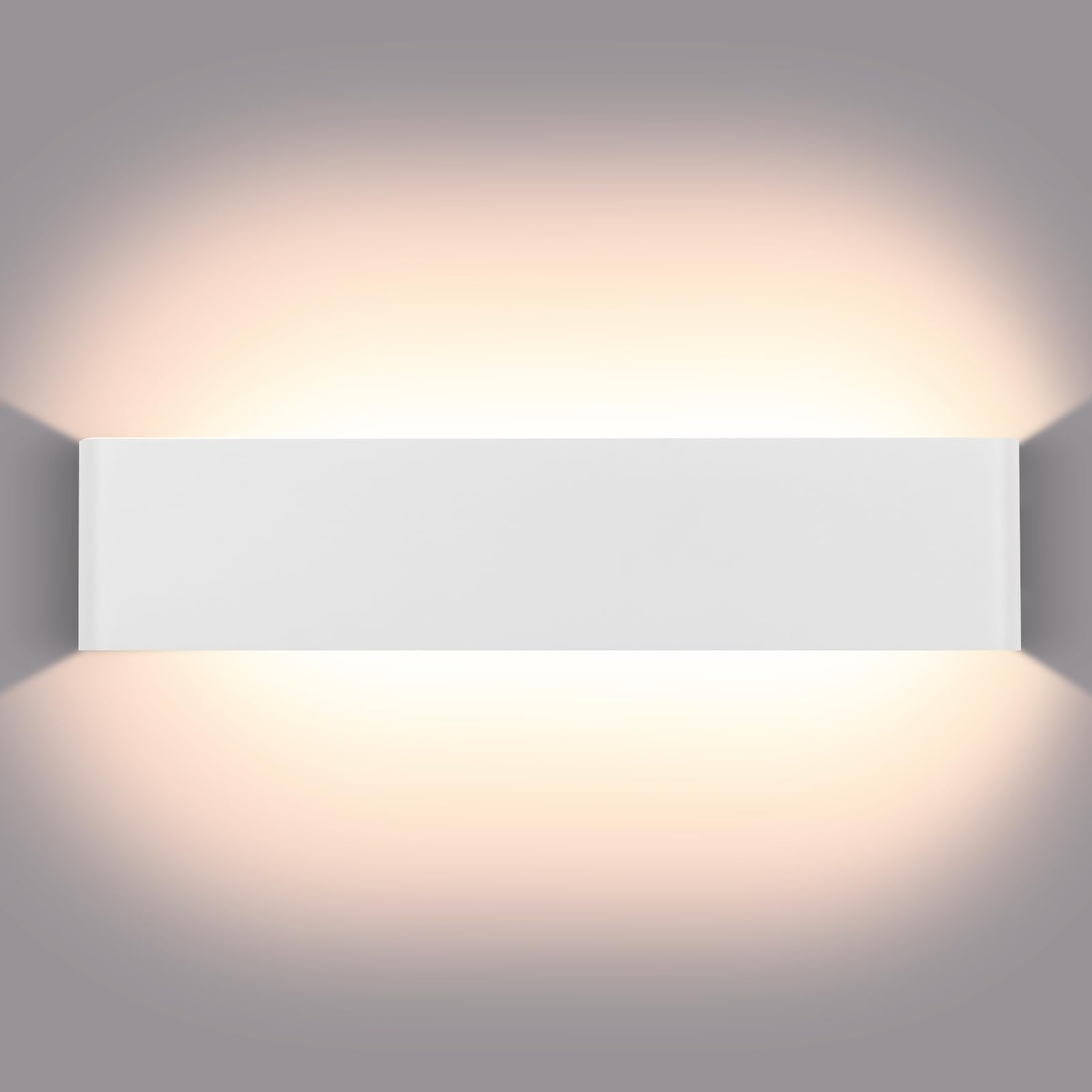 Glighone 16 W LED Indoor Wall Light, 32 cm Modern Up Down Spot Light, Rectangular Aluminium Wall Light, Warm White 3000 K for Living Room, Bedroom, Stairs Hallway, White