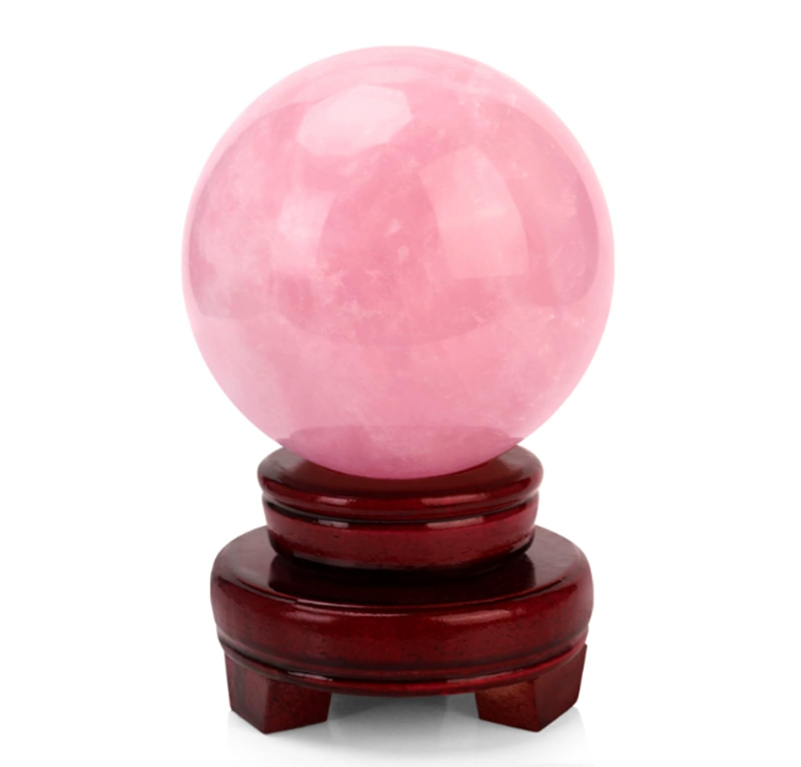 FOPURE Beautiful Crystal Ball, Rose Quartz Sphere,Home Office Decor Gift with Stand,Tabletop Xmas Party Ornament,11cm