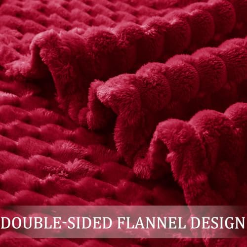 Image of Exclusivo Mezcla 3D Fleece King Size Blanket for Bed, Deep Red | Extra Soft Fuzzy Plush Lightweight Bed Blankets, Cozy Fluffy Decorative Blankets for All Seasons, 90x104 Inches