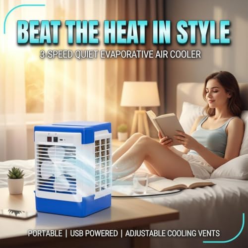 Image of Drumstone (3 years warranty) Compact Personal Desktop Air Cooler and Humidifying Fan for Office Desks and Bedside Tables, USB Powered, 3 Speed Modes, Lightweight Portable Cooling Solution