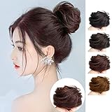 Fuyunohi お団子ウィッグ ウィッグ お団子 ゴム式 シュシュ ポイントウィッグ つけ毛 髪飾り おしゃれ 人気 結婚式 七五三 成人式 卒業式 和装 着物 浴衣 普段使い ウィッグ レディース ボリューム 装着 簡単 自然感(直、ダークブラウン)