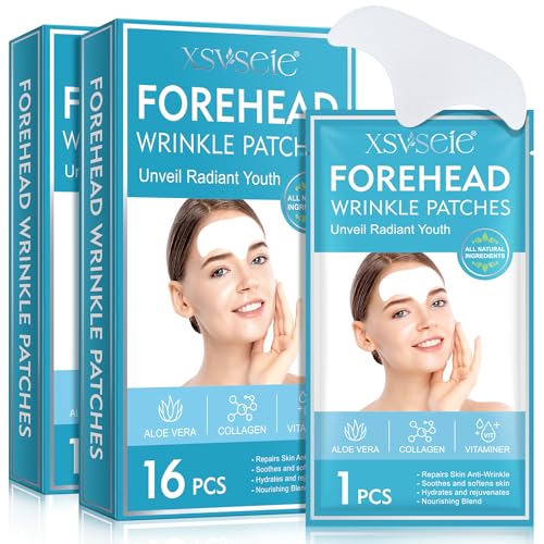 Parches antiarrugas para la frente 32 Packs, Parches antiarrugas para las líneas de expresión de la frente, Calma y suaviza la piel, Lifting facial nocturno