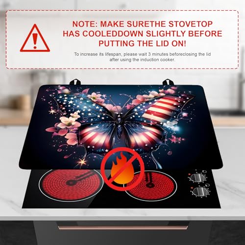 Image of Patriotic Stove Top Cover, Heat Resistant Electric Stove Protector Mat, Large Diatomite Kitchen Counter Mat, Independence Day Decor American Flag Kitchen Accessory (butterfly-2, 28x20 Inch)