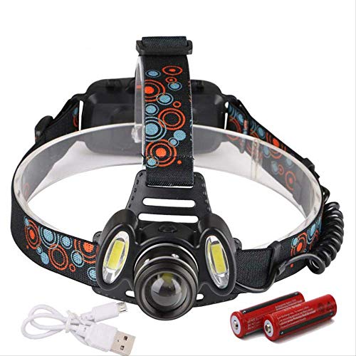 Lampe Frontale LED Super Lumineuse Torche Frontale T6 Cob Led Phare 4 Modes Led Lampe frontale 30000 Lumen Rechargeable Lampe de Poche Torche Camping De Pêche