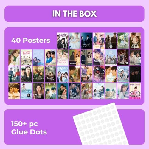 Image of auraposter Paper Korean Drama Dramacore Aesthetic Wall Collage Kit 40-Piece Mini Posters Set (15x10 cm) | K-Drama, C-Drama, J-Drama Inspired Wall Decor Glue Dots Included