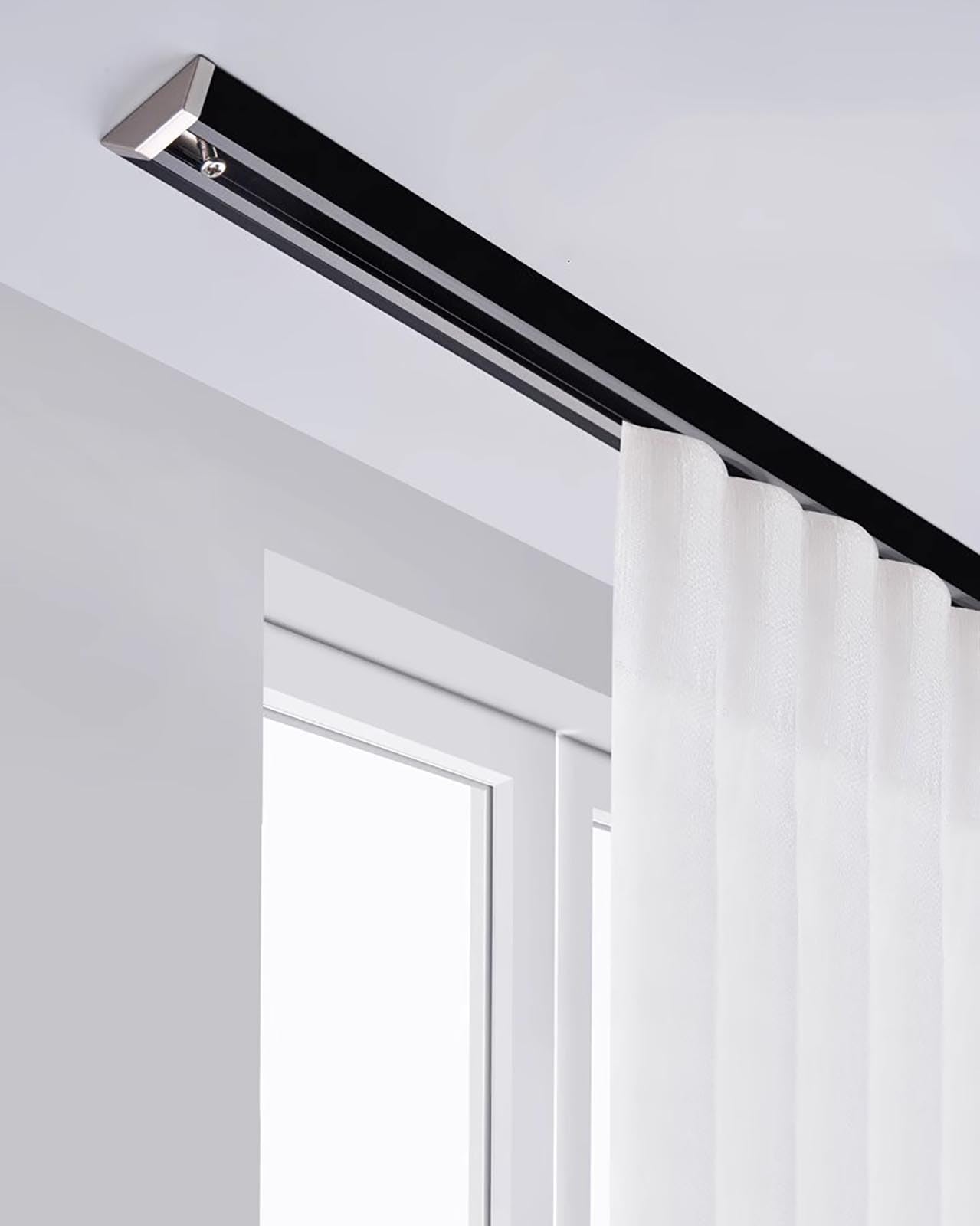 Aluminium-Schiebesystem zur Deckenmontage, für Raumteiler, 2 x 10 m Sichtschutzschienen und Beschläge, perfekt für gewerbliche Räume, Erkerfenster und Badezimmer, Weiß