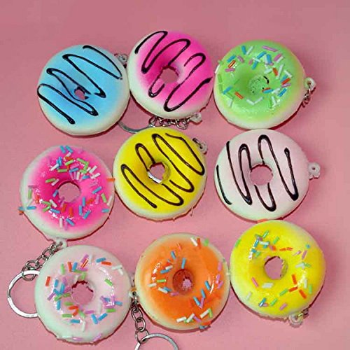 Bureze 10PCS 5CM Random Color Squishy Donuts Cell Phone Strap Key Chain Scented
