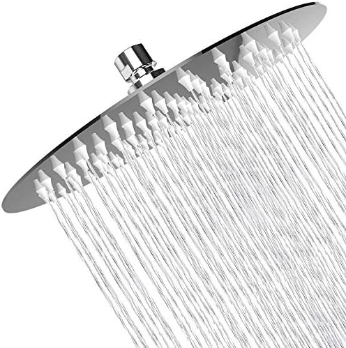 Rain Shower Head High Pressure,WOOPHEN 8 Inch 304 Stainless Steel Rainfall Showerhead, Mirror-Like Look,Swivel Spray Angle, Voluptuous Shower Experience, Easy Installation, Chrome Finish