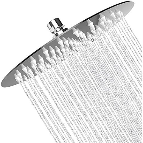 Rain Shower Head High Pressure,WOOPHEN 8 Inch 304 Stainless Steel Rainfall Showerhead, Mirror-Like Look,Swivel Spray Angle, Voluptuous Shower Experience, Easy Installation, Chrome Finish Cover