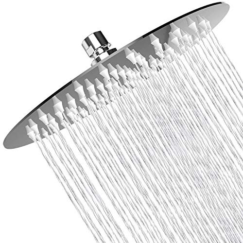 Rain Shower Head High Pressure,WOOPHEN 8 Inch 304 Stainless Steel Rainfall Showerhead, Mirror-Like Look,Swivel Spray Angle, Voluptuous Shower Experience, Easy Installation, Chrome Finish