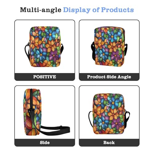 Flower Pattern Stained Glass Style messenger bag for men cross body bag men Woman Cross Body Purse Adjustable Strap for work Outdoor Daily4