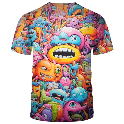 Men Women 3D Trippy Graffiti Animation Graphic T-Shirt Short Sleeve Crewneck Shirt2