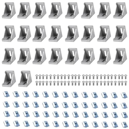 Seekliny SEEKLINY-US-4040CORNER-26PCSSILVER 26Pcs 4040 Corner Angel Bracket Connector Aluminum Extrusion Hardware V-Slot T-Slot Accessories cover
