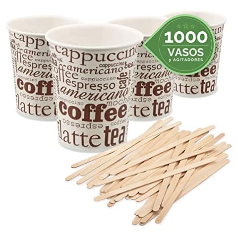 TELEVASO 1000 Vasos Desechables 200 ML con Agitadores Cover