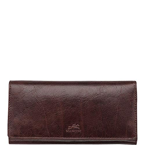 Mancini Leather Goods Bridge Ladies' RFID Secure Trifold Wallet (Burgundy)