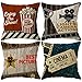 ULOVE LOVE YOURSELF 4pack Vintage Cinema Poster Pillow Covers Movie Theater with Popcorn,Filmstrip,Clapboard Pattern Home Decor Couch Pillow Case 18 X 18 Inch (Popcorn Cinema)