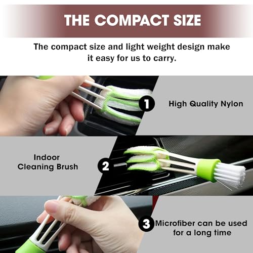 Image of OTO2EYE 5 PCs Microfiber Car Duster with Long Handle Car Cleaning Brush Exteriror and Interiror Car Cleaning Cloth Car Ac Vent Cleaner Brush for Car, Motorbike, SUVs Car Cleaning Kit (Combo 7)