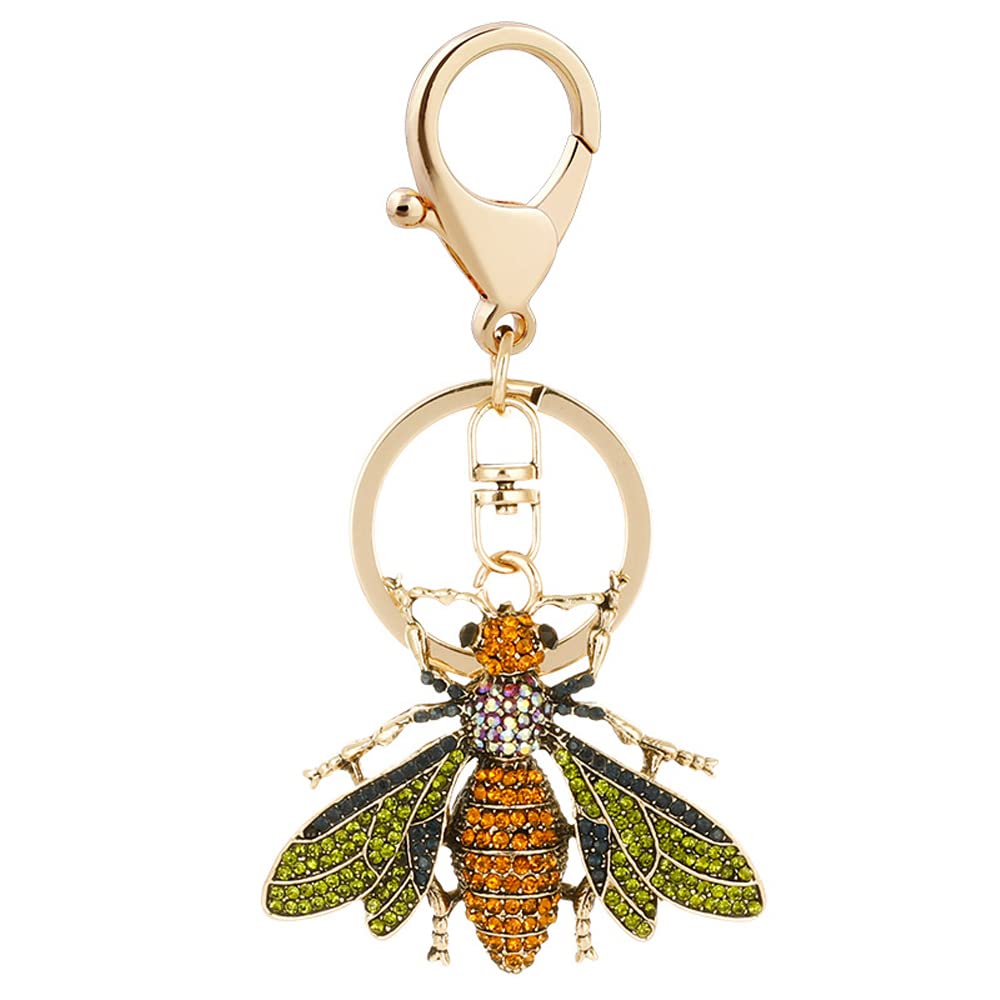 ARFUKA Keyring Bee Pendant Keychain Rhinestone Crystal Insect Keyring Car Key Chain Key Holder Handbag Purse Charm, Gift Ideas for Her, Gift Exchange Ideas