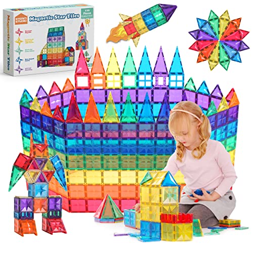 Steam Studio Premium Magnetic Tiles Rivets & Large Strong Magnets, Bpa Free Kids Toys, Building Blocks Toddler Toys For Boys Girls, Building & Construction Toys (110 Pcs) #TOP1