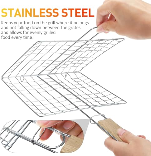 Image of Permafrost Portable BBQ Kabob Grill Basket, BBQ Grilling Basket for Outdoor Grill, Stainless Steel Grill Heavy Duty Grill Baskets, BBQ Tool for Steak, Potatoes, Chops, Kabob
