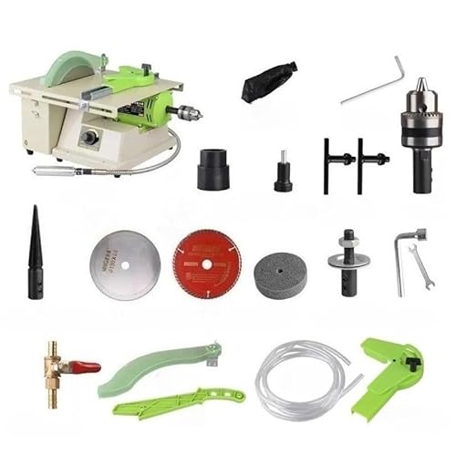 LAJOKING ミニテーブルソー テーブル丸鋸 ジュエリーポリッシャー 1380W 多目的研磨・切断機 ジュエリーや蜜蝋研磨に最適 木工電動のこぎり 精密彫刻 小型砥石切断機 ジュエリー 蜜蝋研磨 DIY 研削 切断 研磨 彫刻など (110V グリーン