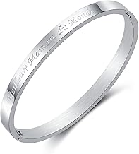 AFSTALR Bracelets Fin en Acier Inoxydable Message Bracelet pour Femme Personnalisé d’Inspiration d'amitié en Argent Bracelet Jonc Pour Meilleur Ami…