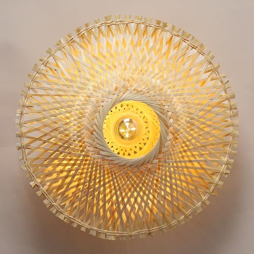Image of Habere India-All the Cultures Fabricating India Wall Decor Lights | Night Lamp for Bedroom | Lamps for Living Room | Bamboo Wall Lamp - Round (M: 42 * 42 * 14 cm)