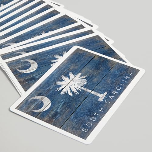 Baraja de cartas Poker tamaño estándar con bandera rústica de Carolina del Sur miniatura 5