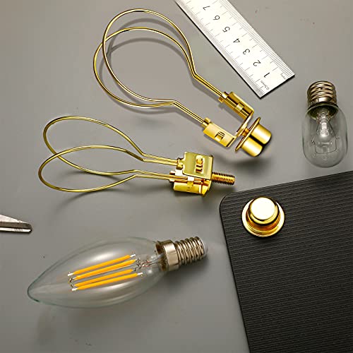 2 Pieces Bulb Lamp Shade Light Bulb Lamp Shade Clip On Lampshade Adapter Includes Finial And Lampshade Levellers For Lamp Shade (Gold) #TOP6