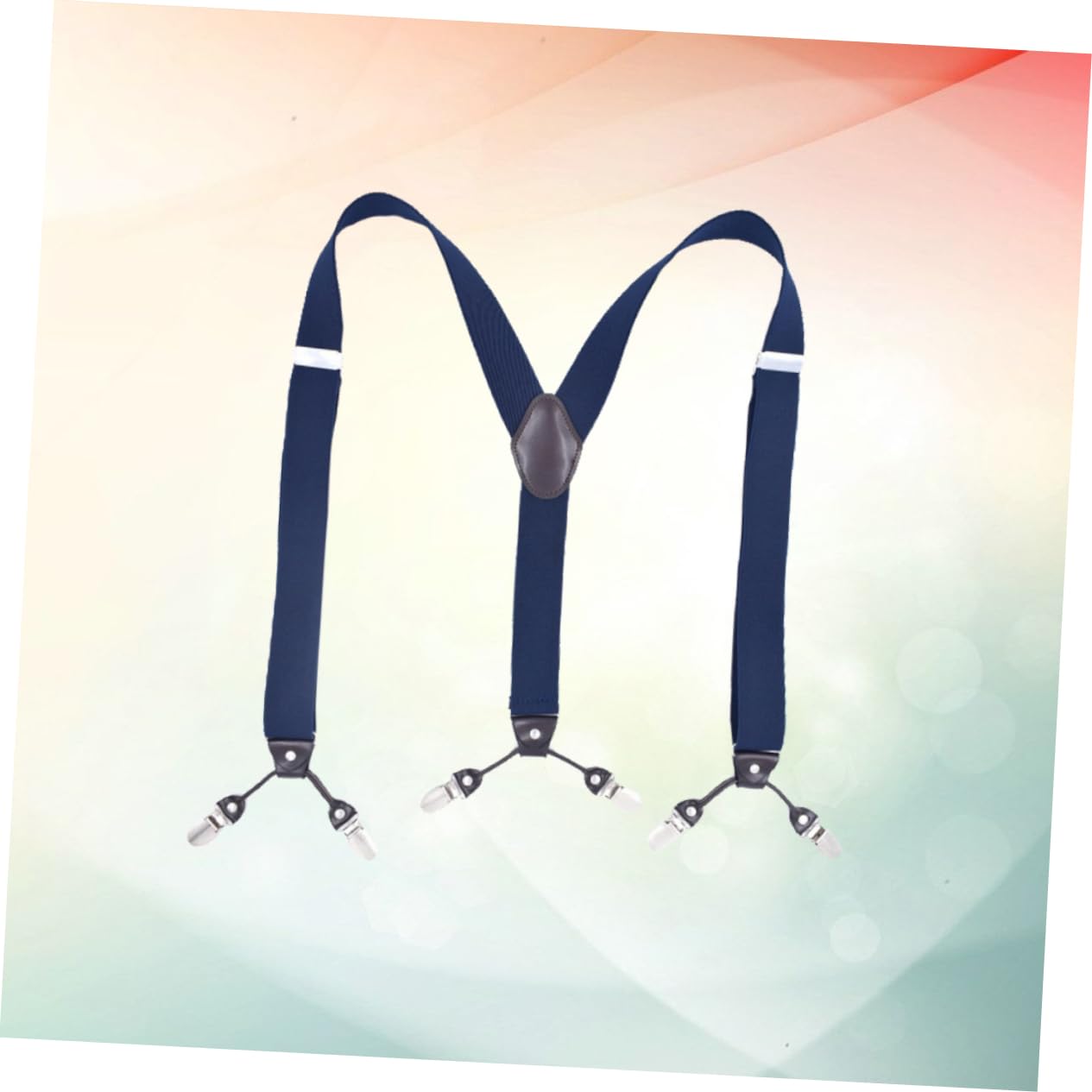 Beavorty 6 Elastic Clips Trousers Braces for Men Comfortable Suspender for Stylish Look for Jeans and Shorts Navy