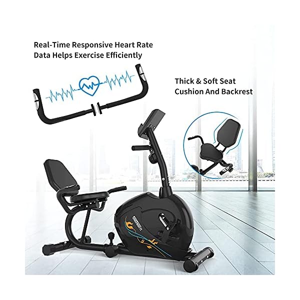 ONETWOFIT Recumbent Exercise Bike for Seniors and Adults, Indoor Stationary Bikes w 8 Level Resistance, LCD Monitor, Adjustable Seat, Cycling Fitness Equipment for Home Cardio Training 300 LB Capacity