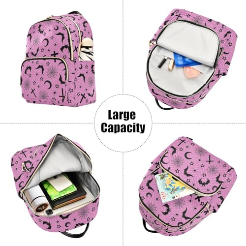 Image of Mini Backpack Bats Crosses Stars Gothic Fashion Backpack Purse for Women,Handbag Shoulder Bag Casual Daypack, Ladies Gift for College Work (S)