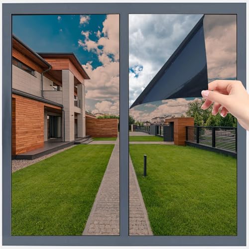 Película de espejo para ventanas, película de privacidad, adhesivo opaco de cristal para perspectiva, adhesivos de sombra, anti-UV, para oficina, dormitorio, daño, 60 x 200 cm
