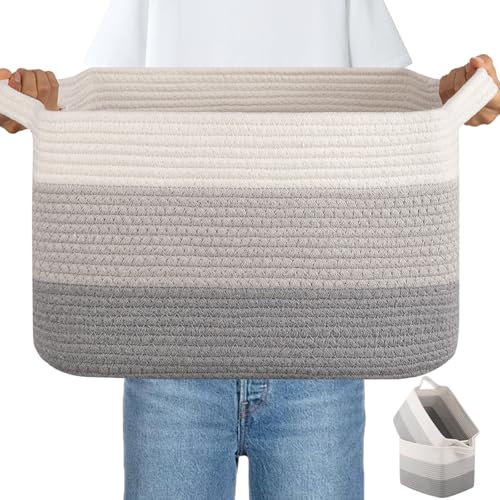 Image of OIAHOMY 30L Storage Basket Large Blanket Basket Living Room Gray 3-Pack
