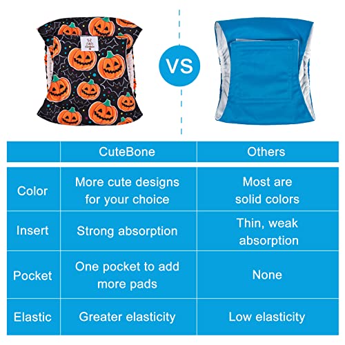 Image of CuteBone Male Dog Diapers Medium 3 Pack Halloween Belly Bands for Male Dogs DM31M