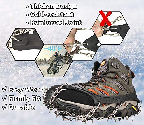 Uelfbaby Crampons 13 Spikes Ice Snow Grips Traction Cleats System Safe Protect for Walking, Jogging, or Hiking on Snow and Ice - Thumbnail 2